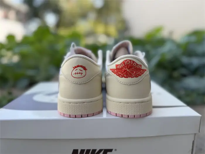 Authentic Travis Scott x Air Jordan 1 Low OG Muslin Shy Pink 