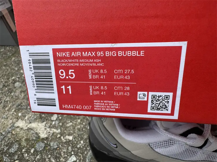 Authentic Nike Air Max 95 OG Big Bubble Granite 