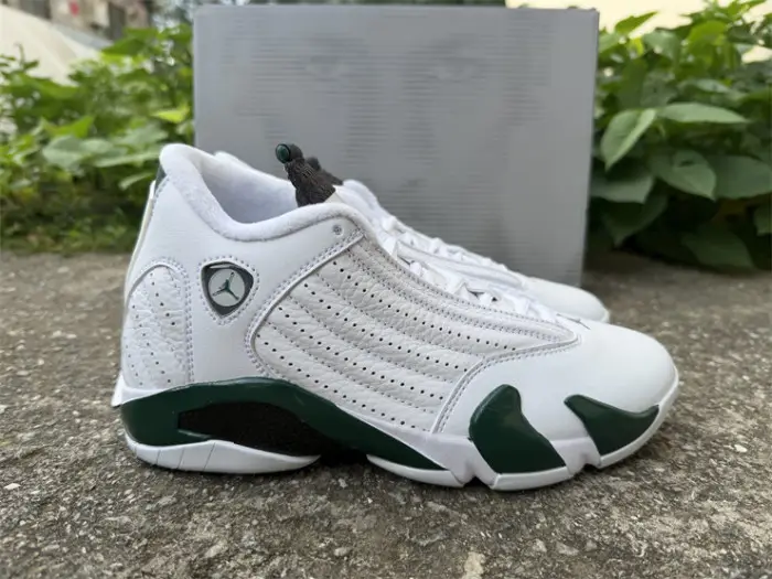 Authentic Air Jordan 14 Retro White Forest Green EFF1292
